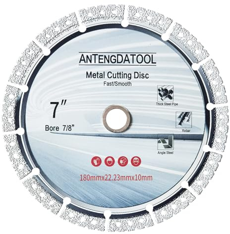 Antengdatool 17,8 cm große Diamantklinge aus Metall, 17,8 x 2,2 cm - 1,6 cm, schnelle und glatte Trennscheibe für Gusseisen, Bewehrungsstahl, Hartmetall, Edelstahl (nicht für weiches Metall)