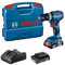 Bosch Trapano avvitatore con percussione a batteria Professional 18V System GSB 18V-45, velocità di rotazione di 1.900 giri/min, 2 batterie da 2.0 Ah, GAL 18V-20, in L-Case