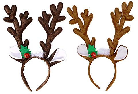 Spydge 2 stücke Rentier Geweih Niedlich Geweihe Stirnband Elch Geweih bzw. Haarreif Rentier Haarreif mit Glocken und Ohren für Weihnachten Ostern Party Dekoration
