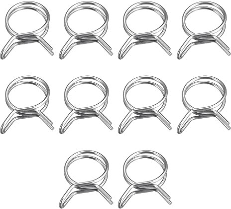 sourcing map Double Wire Spring Hose Clamp, 10pcs 304 Stainless Steel 13mm Inner Dia Fit 14.6mm-15mm OD Hose Fuel Line Silicone Tube Spring Clips