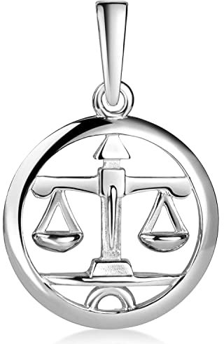 Materia Waage Sternzeichen Geschenk Schmuck - Anhänger 925 Silber rund KA-497