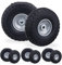 Relaxdays 4 Stück Schubkarrenreifen Pannensicher Vollgummi 4.1/8.9-10.2 cm 16mm Achse Ersatzrad Schwarz/Grau