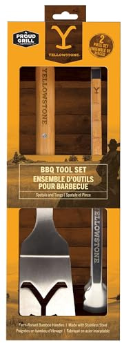 Y Yellowstone Grillwerkzeug-Set, 2-teilig, inkl. Spatel und Zange, ideales Grillzubehör, Utensilien-Set, authentisches Yellowstone-Produkt