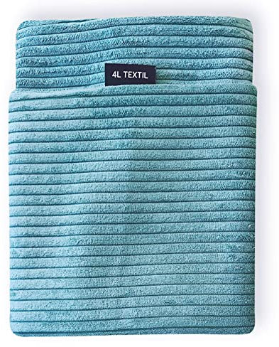 4L Textil Molly Hundekissen Waschbar Mit Bezug Und Reißverschluss für Große Hunde - Hundematte Liegekissen Waschbares Hundebett (Ersatzbezug 80x60 cm, Petrol Stripes)