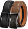 KEMISANT Gürtel Herren 2er, Ledergürtel Gürtel Ratsche Automatikschließe für Herren Verstellbar 35mm Breit mit Geschenkbox(Schwarz/Tawny-130cm/38-44 taille verstellbar)