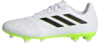 adidas Unisex Copa Pure.3 Firm Ground Boots, Cloud White/Core Black/Lucid Lemon, 44 EU