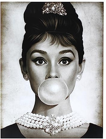 KUSTOM ART Hollywood Audrey Hepburn berühmte Schauspieler Serie, ungerahmt, Kunstdruck auf beschichtetem Papier, 40 x 30 cm