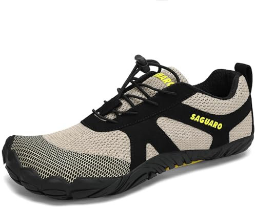 SAGUARO Barfußschuhe Damen Herren Zehenschuhe Traillaufschuhe Weich Bequem Barfussschuhe Fitnessschuhe Männer Frauen Trainingsschuhe für Joggen Laufen Wandern, Khaki, 41 EU