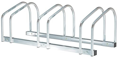 HOMCOM Râtelier 3 vélos range-vélos support rangement vélo à pneu 65 mm dim. 76L x 33l x 27H cm acier argent