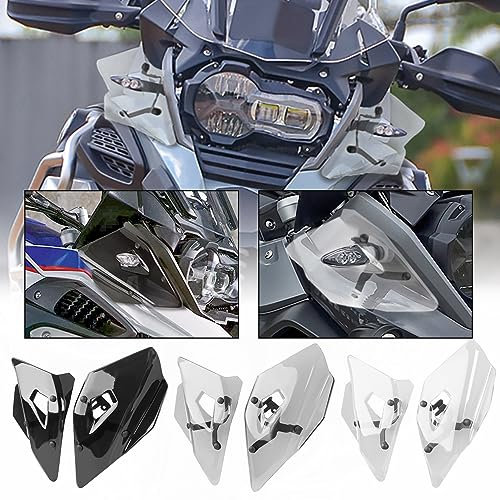 Motorrad-Blinker-Seiten-Winglet-Windschutzscheibenschutz, kompatibel mit R1250GS R 1250 GS (2019–2023), R1200GS R1200 GS LC (2013–2019), F750GS F850GS (2018–2023), Windabweiser (Rauch)