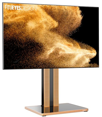 FITUEYES TV Floor Stand for 43-78 inch TVs, Max Load 45kg Cantor Series | Universal TV Stand, Luxury Metal & Wood Design, Height Adjustment, with Cable Management