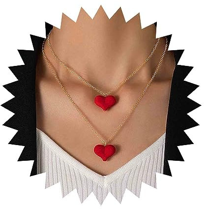 Inilbran Boho Geschichtet Samt Herz Halskette Rotes Herz Kette Halskette Schmuck Für Frauen Und Mädchen
