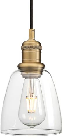 JIMUBEAM Industrial Glass Ceiling Pendant Light, Retro Loft Bar Hanging Lamp Fixture for Kitchen Island, Dining Room, Living Room, Hallway, Entryway, Bedroom (Antique)