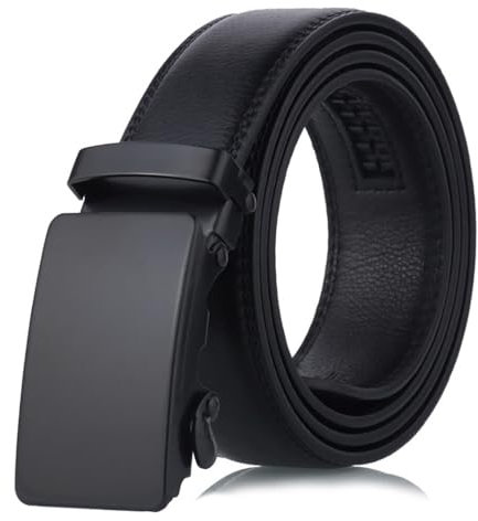 Kapmore Mit Schiebeschnalle, automatisch, für Damen, Gürtel, Jeans, Ratsche, verschleißfest, schlicht, Leder, Kunstgürtel, Herren, Schwarz , One size