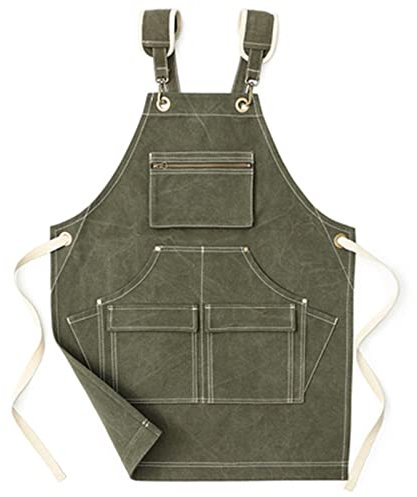 LJHSSNUE Delantal Trabajo Delantal de lona Herramienta Café Peluquería Pintura Delantal de trabajo para Hombres y Mujeres (Color : Verde, Size : L)