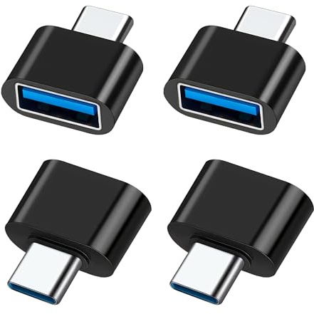 USB-C auf USB-A Adapter (4 Stück) - Handy-OTG-Adapter Thunderbolt Kompatibel Mit iPhone 15 Pro Max, Samsung Galaxy, MacBook Air Pro 2023, iPad Mini, iMac, Windows, Carplay, Pixel