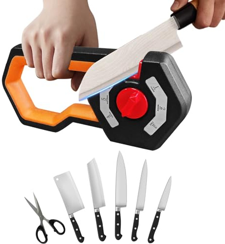 Yeelan Messerschärfer, Manuelle Messerschärfer, Messerschleifer, 6 Stufen Verstellbar Knife Sharpener, Messer Schärfen, Messerschärfer Profi für Grobschliff, Mittelfeinen Schliff und Feinschliff