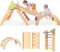 LOL-FUN 7-in-1 Klettergerüst Set, Faltbares Kletterdreieck mit Rutsche und Kletterbogen, Holz Multifunktionales Indoor-Spielzeug für Kleinkinder