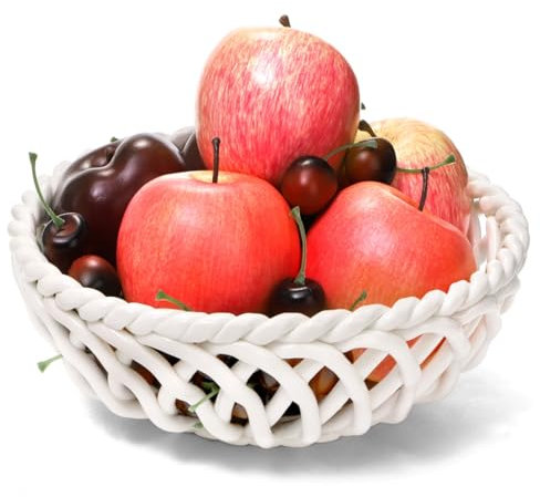 ZAVOOS Ciotola per frutta in ceramica, cesto decorativo per frutta con fori, grande supporto per frutta e verdura, ciotola da portata per tavolo da cucina