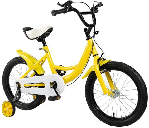 hinnhonay 16 Zoll Kinderfahrrad, Gelb Freestyle Fahrrad mit Vordere Klemmbremse und Hintere Haltebremse für Von 5-8 Jungen Mädchen Kinder