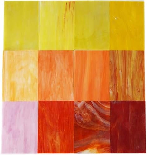 CHICSHIS Lot de 10 feuilles de verre teinté varié, 10,2 x 15,2 cm, grands carreaux de mosaïque en verre cathédrale pour travaux manuels, couleurs automnales mélangées