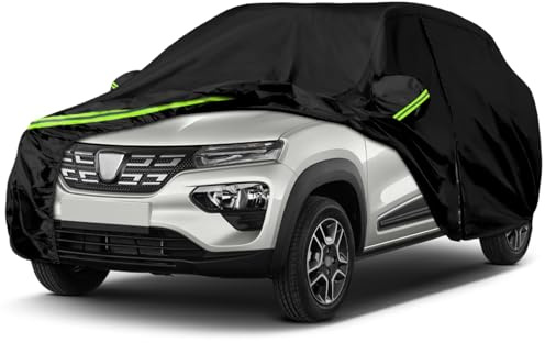 Vollgarage Autoabdeckung Ersatz für Dacia Spring 2021-2024, Auto Abdeckplane Autogarage Autoplane Ganzgarage, Atmungsaktive Vollgarage Wasserdicht Reflexionsstreifen