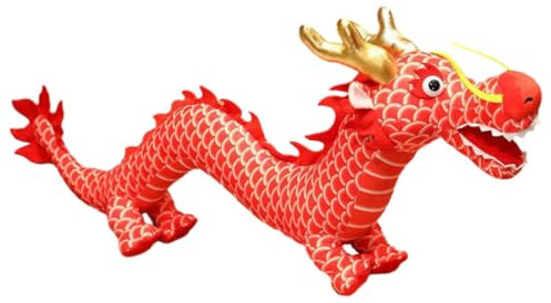 Yardenfun Chinesische Drachenpuppe Ausgestopft 2024 Plüschdrachenspielzeug Drachen-wurfskissen Stofftierpuppe Drache Stoffpuppe Stoffpuppe Plüsch-drachenpuppe Pp Baumwolle Rot