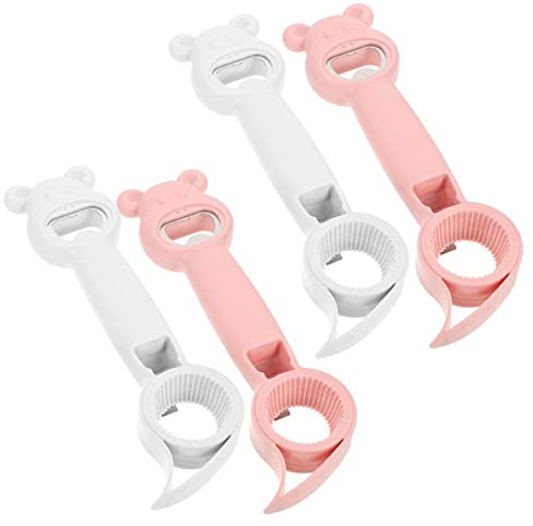 PHENOFICE Wein Öffner Kapselheber Flaschenöffner 4 Teiliges Multifunktionales Flaschenöffner Set Praktischer Korkenzieher Und Rutschfester Schraubverschluss Für Flaschen Und Gläser 2 Weiße + 2