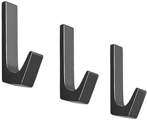3 StüCk Haken Selbstklebend Schwarz, Haken Selbstklebend Handtuchhaken FüR Bad & KüChe, Ohne Bohren Wasserfest,Handtuchhalterung Wandhaken Zum Kleben Selbstklebend,Klebehaken Selbstklebend Aus Alumini