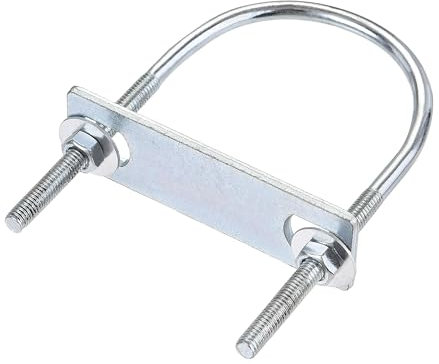 MACHSWON Round U-Bolt,2 Set Zinc Plated Alloy Steel M6 U Bolts 60mm(2.36) Inner Width 110mm Length with Nuts and Frame Plate for Automobiles Boat Trailer