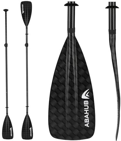 Abahub 4 teilige Carbon SUP/Kajak Paddel, verstellbares Stand Up Paddleboard, Leichter Carbonschaft, mit Carbonmuster der Paddelblatt 12k Kunststoffklinge
