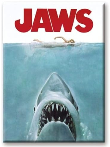 NMR Brands Jaws Filmposter, flacher Magnet, 6,3 x 8,9 cm, Magnet für Kühlschränke, Büro, Whiteboards und Schließfach-Dekorationen