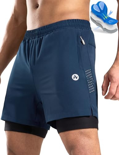 Nepest Mountainbike Hose Herren Kurz MTB Shorts Polster Radfahrerhose Herren Mit Tasche Fahrradhose Weltraum Blau,M