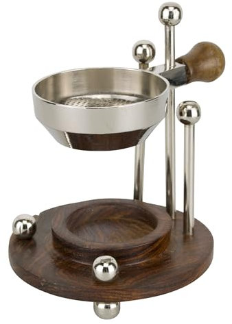 LivuX Rauchgefäß mit Sieb – Holz & vernickeltes Messing – Verstellbares Räucherstövchen 11 x 8 cm – Für Räucherwerk, Kräuter & Weihrauch – Praktisches dekoratives Räuchergefäß 1096