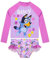 Bluey Swimming Costume, Long Sleeve Girls Swimsuit, Kids Swimming Costume with Frills, Official Merchandise, Pink 3-4 Years