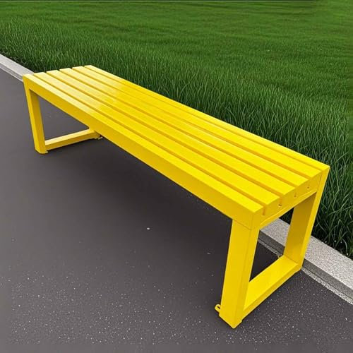 Gartenbank Metall Parkbank Ohne Lehne Balkon Sitzbank Wetterfest 2-4 Sitzer 100x40x45cm 120x40x45cm Für Garten Terrasse Belastbarkeit 200kg(Gelb,1.0m)