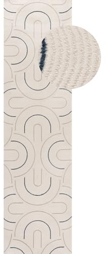 THE RUGS Carmel Modern Area Rug - Stain-Resistant, Non-Shedding, Durable Rugs for Bedroom and Hallway [ Wave Blue, 80x300 cm ]