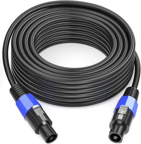 Jumwa 100M Speakon to Speakon Cables with Twist Lock Male to Male 15AWG Speaker Cables for DJ/PA Heavy Duty Audio Amplifier