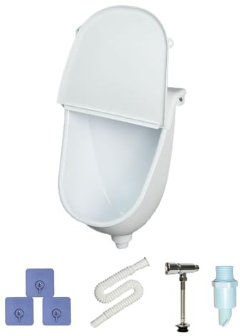 Urinario exterior para patio trasero – desagüe de pared para jardín, fregadero urinario con tapa para garaje, jardín, camping, baño, niños