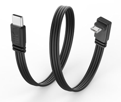 JSADZKJ Câble USB Type-C vers Micro USB Ultra-Flexible,Câble de données Plat Micro 5 Broches à 90 degrés vers USB C,Câble Plat Court de Type C vers Micro pour téléphone,appareil Photo-30 cm (Bas)