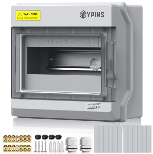 EYPINS Verteilerkasten Aufputz 1-reihig 9 Module, IP66 Wasserdicht Sicherungskasten Aufputzverteiler mit Montagezubehör, PC-Legierung UV-stabil für PV-Anlagen Garten Außenbereich Kleinverteiler