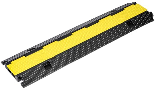 EVERGOODS Accessory Outdoor Cable Ramp 39 x 9.5 x 1.6 Anti-Trip & Heavy Duty Protection w/Hi Vis Yellow Stripes Floor Cable Protector Heavy Duty Cable Ramp Outdoor Cable Protector Cover - for Exten