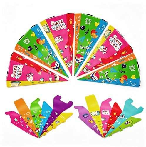 24 Stück Kleine Schultüte Mädchen Jungen Set, Mini Schultüten zum Befüllen aus Pappe, Zuckertüte Mädchen Einschulung Geschenke, Kann als Geschenkbox für Süßigkeiten, Kekse, Schokolade Verwendet Werden