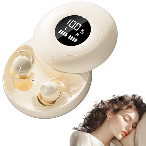 sunvito Schlafkopfhörer Bluetooth 6.0, Schlafkopfhörer Seitenschläfer, Mini Kopfhörer zum Schlafen mit Noise Cancelling, Weiche Flüssigsilikon Ohrhörer mit Langer Akkulaufzeit für Schlaf, Reisen
