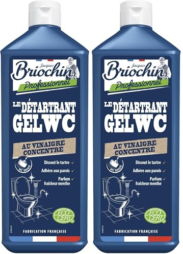 JACQUES BRIOCHIN - Détartrant gel WC - Nettoie en Profondeur et Détartre - 100% d'Ingrédients d'Origine Naturelle - Parfum Menthe - - Fabriqué En France - 750mL (Lot de 2)
