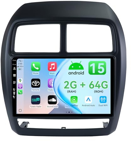 MSD 9 Pulgada 2G+64G Autoradio para Mitsubishi ASX 1 (2016-2022) | Android 15 GPS Navigation Radio | CarPlay Android Auto Dab 4G Dual-Band WLAN Volante DSP | Cámara | 2 DIN IPS-2.5D Pantalla
