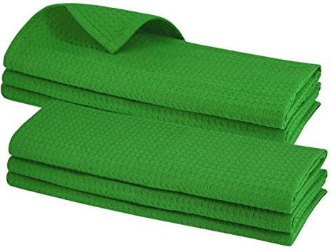 Gariella - 6er Set Geschirrtücher/Grün / 100% Baumwolle/mit Aufhänger / 70 x 50 cm/Waffelpiqué/Gastronomiequalität/Küchentuch/Putztuch/Waffelmuster/saugstark/robust