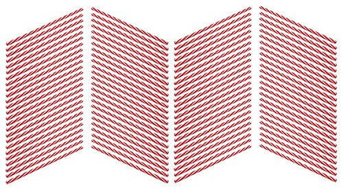 Rink Drink Wiederverwendbare Plastik -Trinkstrohhalme - 23cm - Roter Streifen - Pack Von 100