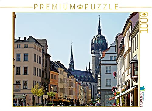 CALVENDO Puzzle Wittenberg, Blick vom Alten Rathaus durch die Coswiger Straße auf die Schlosskirche | 1000 Teile Lege-Größe 64 x 48 cm Foto-Puzzle für glückliche Stunden