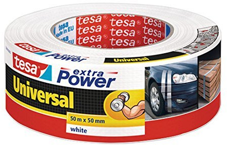 tesa Reparaturband extra Power Universal, weiß, beschriftbar, UV-beständig, wasserfest, 50m x 50mm (3er Pack)